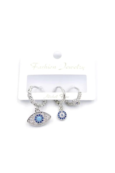 3'lü Nazar Küpe - Gümüş - Resim 2