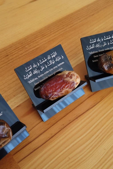 Hurmalık 6 Adet Hurma Lokum Tabağı İftar Duası İşlemeli Yıkanabilir Ramazan Hurma Sunumluğu