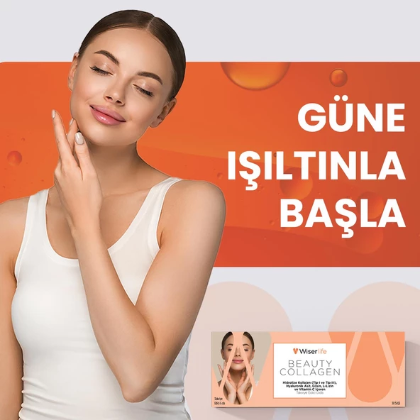 Wiserlife Beauty Collagen Hidrolize Kolajen Tip I-III Hyaluronik Asit Glisin L-Lizin ve Vitamin C İçeren Takviye Edici Gıda 30 - 2