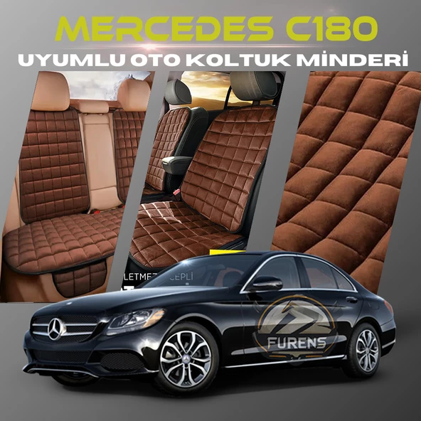 Mercedes C180 Kahverengi Renk Tay Tüyü Cepli & Terletmez Sırtlı Oto Koltuk Minder Seti - Koltuk Koruma Kılıfı (ÖN & ARKA TAM SET) ürün görseli