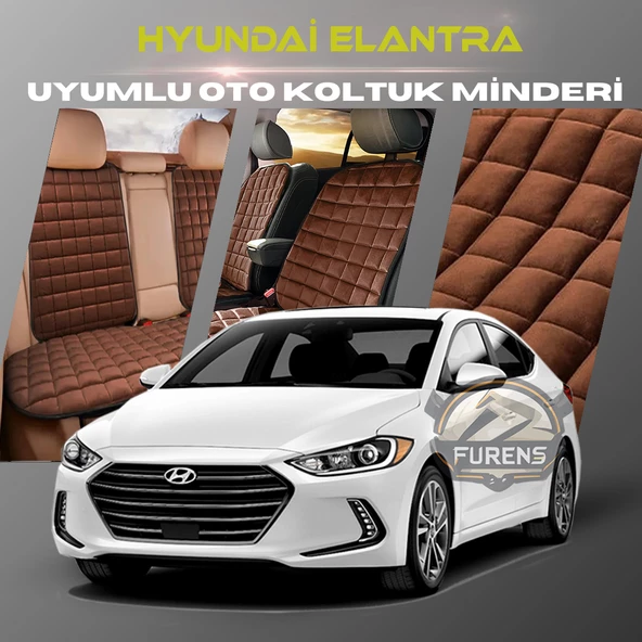 Hyundai Elantra Kahverengi Renk Tay Tüyü Cepli & Terletmez Sırtlı Oto Koltuk Minder Seti - Koltuk Koruma Kılıfı (ÖN & ARKA TAM SET)