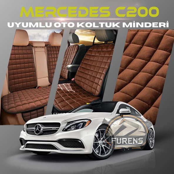 Mercedes C200 Kahverengi Renk Tay Tüyü Cepli & Terletmez Sırtlı Oto Koltuk Minder Seti - Koltuk Koruma Kılıfı (ÖN & ARKA TAM SET) ürün görseli