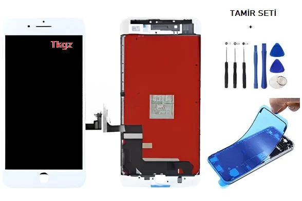Tkgz - iPhone 7 PLUS Lcd Ekran Dokunmatik -A- Kalite + TAMİR SETİ + TOZ BANTI BEYAZ