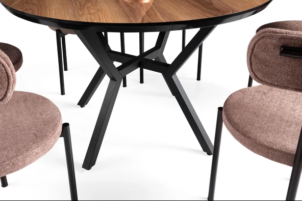 Erezoğulları Mobilya Roza Alfa Yuvarlak HighGloss Mutfak Masa Sandalye Takımı 120cm - Resim 4