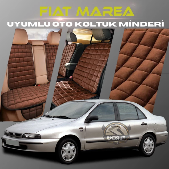 Fiat Marea Kahverengi Renk Tay Tüyü Cepli & Terletmez Sırtlı Oto Koltuk Minder Seti - Koltuk Koruma Kılıfı (ÖN & ARKA TAM SET)