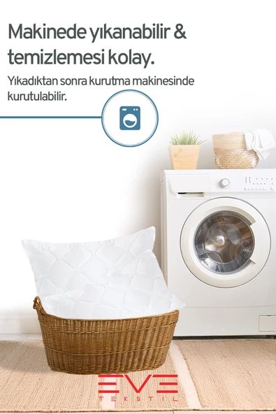 Antialerjik Vakumlu Fermuarlı Yıkanabilir Diamon Plus Kapitone Yastık 50x70 Cm 800 gr - 8