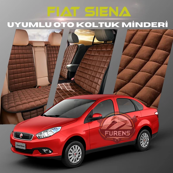 Fiat Siena Kahverengi Renk Tay Tüyü Cepli & Terletmez Sırtlı Oto Koltuk Minder Seti - Koltuk Koruma Kılıfı (ÖN & ARKA TAM SET)