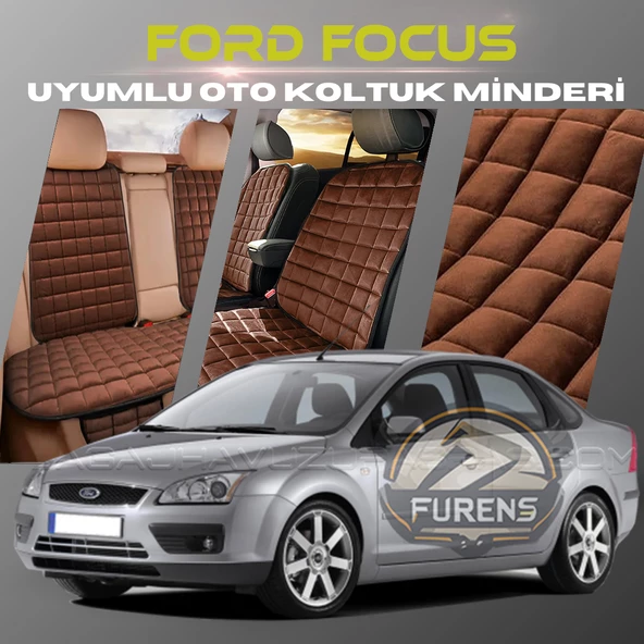 Ford Focus 2 Kahverengi Renk Tay Tüyü Cepli & Terletmez Sırtlı Oto Koltuk Minder Seti - Koltuk Koruma Kılıfı (ÖN & ARKA TAM SET) ürün görseli