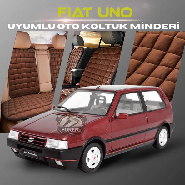 Fiat Uno Kahverengi Renk Tay Tüyü Cepli & Terletmez Sırtlı Oto Koltuk Minder Seti - Koltuk Koruma Kılıfı (ÖN & ARKA TAM SET)