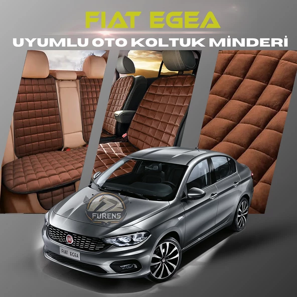 Fiat Egea Kahverengi Renk Tay Tüyü Cepli & Terletmez Sırtlı Oto Koltuk Minder Seti - Koltuk Koruma Kılıfı (ÖN & ARKA TAM SET)