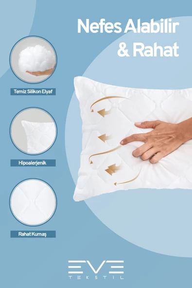 Antialerjik Vakumlu Fermuarlı Yıkanabilir Diamon Plus Kapitone Yastık 50x70 Cm 800 gr - 4