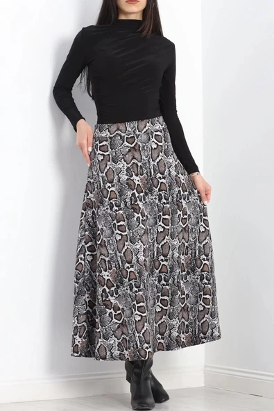 Krep Kumaş Desenli Etek Yılan - 20565.1355. - 2