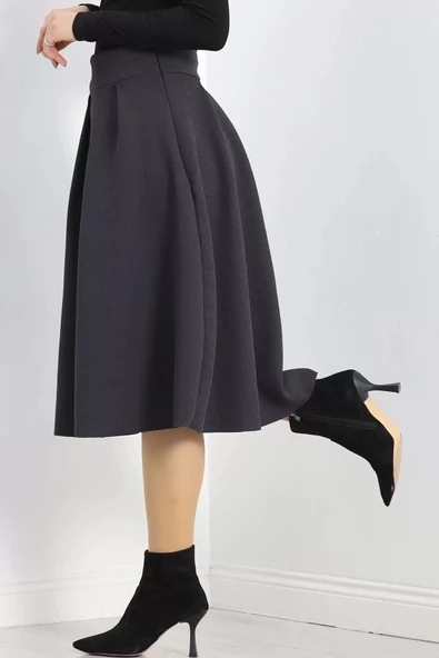Çift Pileli Kloş Etek Antrasit - 20665.1892. - 4