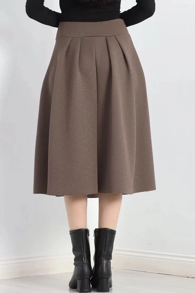 Çift Pileli Kloş Etek Kahve - 20665.1892. - 7