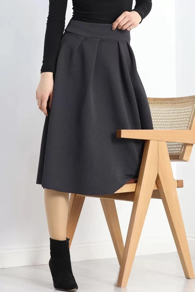 Çift Pileli Kloş Etek Antrasit - 20665.1892. - 6