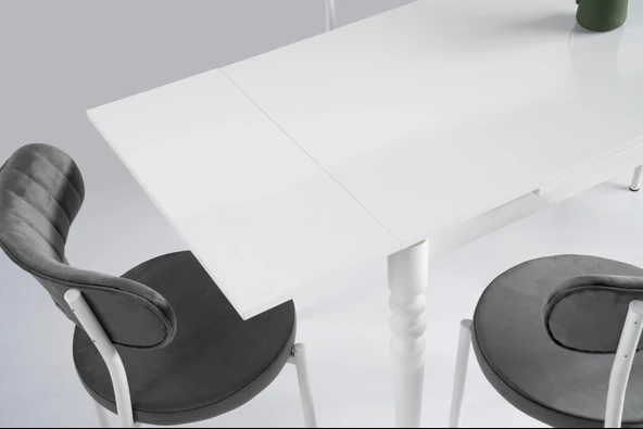 Erezoğulları Mobilya Didim Beyaz Beta Açılır Mutfak Masa Sandalye Takımı 80x120 - Resim 3