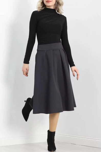 Çift Pileli Kloş Etek Antrasit - 20665.1892. - 5