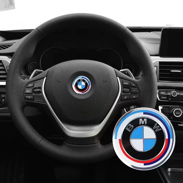 BMW 50.YIL 45 MM ALÜMİNYUM DİREKSİYON LOGO