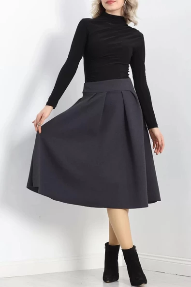 Çift Pileli Kloş Etek Antrasit - 20665.1892. - 3
