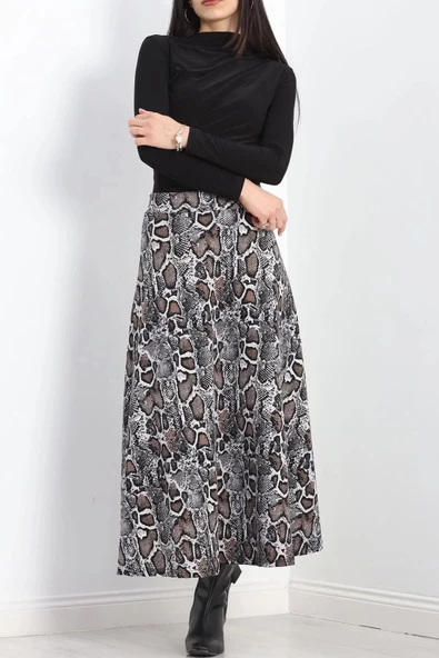 Krep Kumaş Desenli Etek Yılan - 20565.1355. - 6