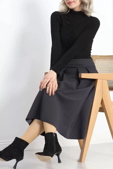 Çift Pileli Kloş Etek Antrasit - 20665.1892. - 2