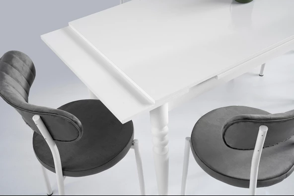 Erezoğulları Mobilya Didim Beyaz Beta Açılır Mutfak Masa Sandalye Takımı 80x120 - Resim 2