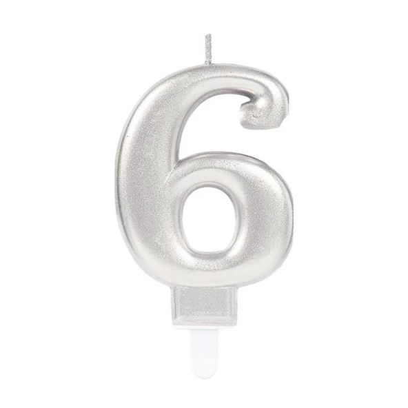 6 Rakam Mum Gümüş Renk - 2