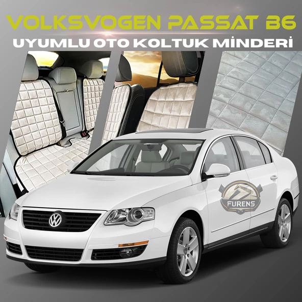 Volksvogen Passat B6 Bej Renk Tay Tüyü Cepli & Terletmez Sırtlı Oto Koltuk Minder Seti - Koltuk Koruma Kılıfı (ÖN & ARKA TAM SET) - 6