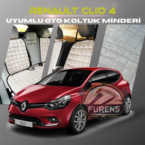 Renault Clio 4 Bej Renk Tay Tüyü Cepli & Terletmez Sırtlı Oto Koltuk Minder Seti - Koltuk Koruma Kılıfı (ÖN & ARKA TAM SET) ürün görseli