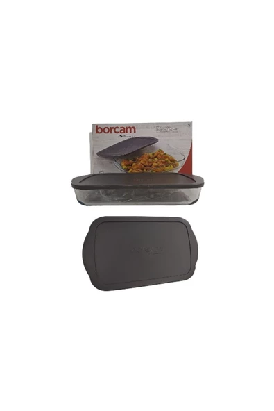 Paşabahçe kapaklı borcam seti - 5 parça borcam çeyiz seti kapaklı saklama seti antrasit gri - Resim 2