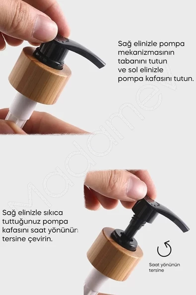 Hands Dishes 2’li Soft Beyaz Dekoratif Mutfak Banyo Sıvı Cam Sabunluk Seti 500ml Bambu Stantlı Set - 5