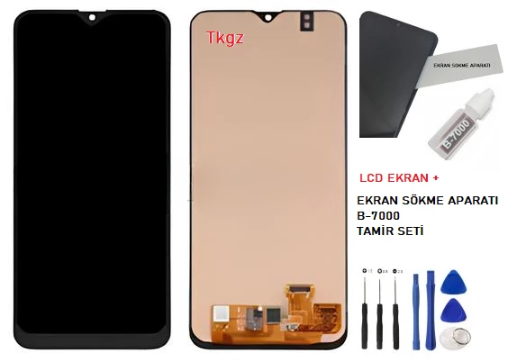 Tkgz - Samsung Galaxy A20 - SM-A205 Lcd Ekran Dokunmatik   - A - Kalite + B-7000 + TAMİR SETİ
