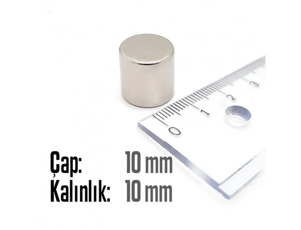 Neodyum Mıknatıs Silindir Çap 10mm , Kalınlık 10mm ( 5 Adet) - 2