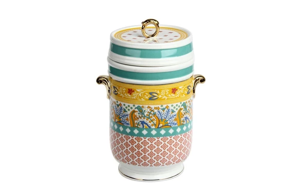 Lucky Art Eliana Bone China Desenli Porselen Kulplu Kavanoz 22cm LYHD 599