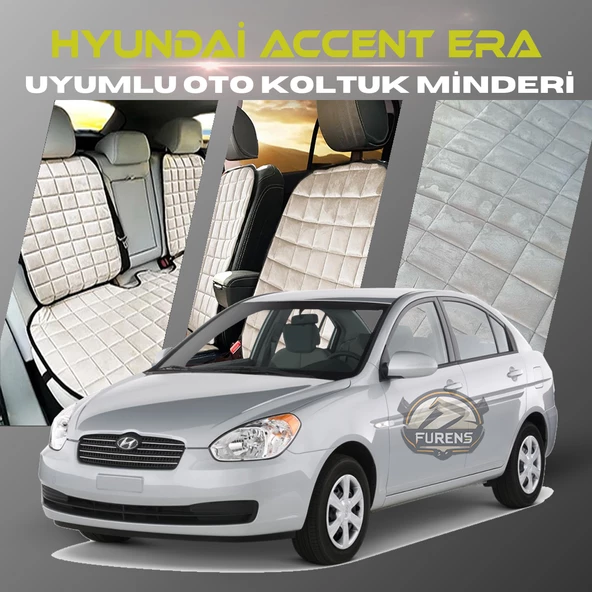 Hyundai Accent Era Bej Renk Tay Tüyü Cepli & Terletmez Sırtlı Oto Koltuk Minder Seti - Koltuk Koruma Kılıfı (ÖN & ARKA TAM SET)