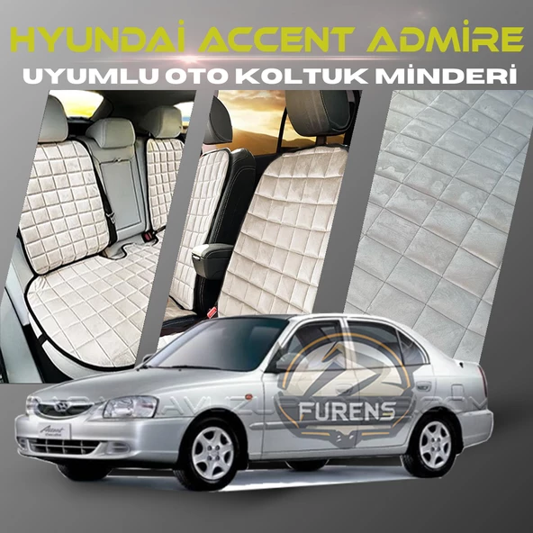 Hyunda Accent Admire Bej Renk Tay Tüyü Cepli & Terletmez Sırtlı Oto Koltuk Minder Seti - Koltuk Koruma Kılıfı (ÖN & ARKA TAM SET) ürün görseli
