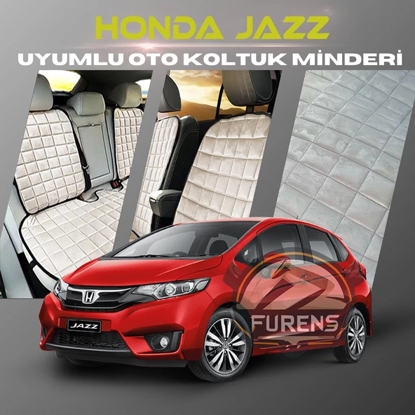 Honda Jazz Bej Renk Tay Tüyü Cepli & Terletmez Sırtlı Oto Koltuk Minder Seti - Koltuk Koruma Kılıfı (ÖN & ARKA TAM SET)