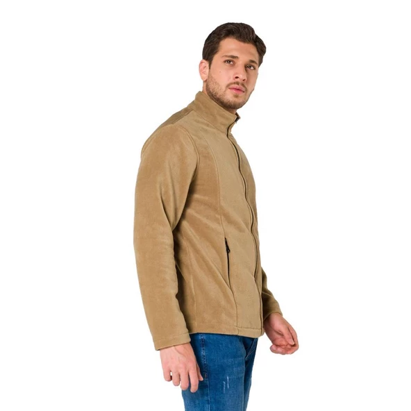 Şensel, Erkek Polar Mont, Bej -99E411- Cepli,Fermuarlı,Outdoor - 2