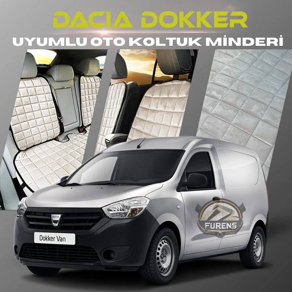 Dacia Dokker Bej Renk Tay Tüyü Cepli & Terletmez Sırtlı Oto Koltuk Minder Seti - Koltuk Koruma Kılıfı (ÖN & ARKA TAM SET)