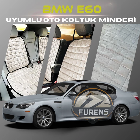 Bmw E60 Bej Renk Tay Tüyü Cepli & Terletmez Sırtlı Oto Koltuk Minder Seti - Koltuk Koruma Kılıfı (ÖN & ARKA TAM SET) ürün görseli