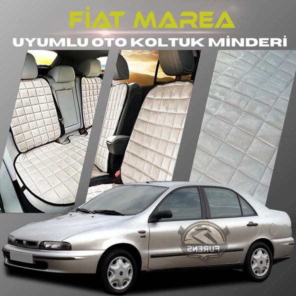 Fiat Marea Bej Renk Tay Tüyü Cepli & Terletmez Sırtlı Oto Koltuk Minder Seti - Koltuk Koruma Kılıfı (ÖN & ARKA TAM SET)