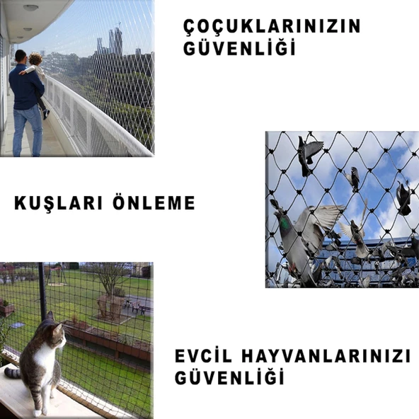 Kuş Önleme Filesi Kuş Ağı Balkon Filesi (Renk Seçenekli) 2.5 x 6 M Kırmızı