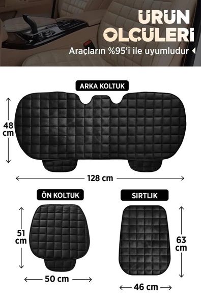 Citroen C-Elysee Bej Renk Tay Tüyü Cepli & Terletmez Sırtlı Oto Koltuk Minder Seti - Koltuk Koruma Kılıfı (ÖN & ARKA TAM SET) - Resim 5