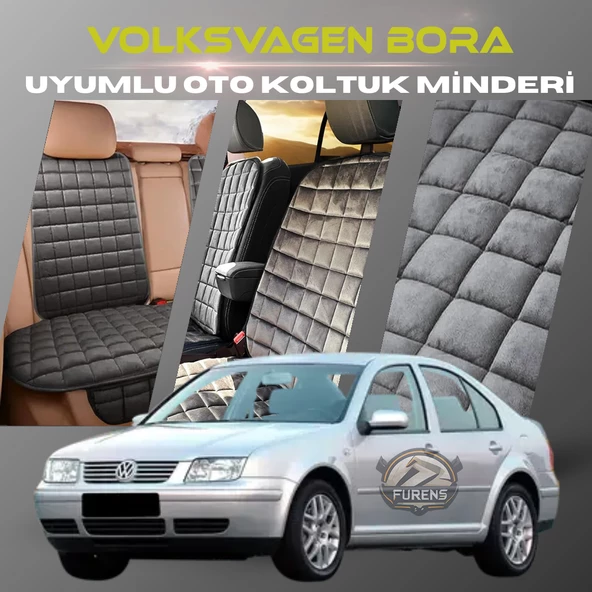 Volksvogen Bora Antrasit Renk Tay Tüyü Cepli & Terletmez Sırtlı Oto Koltuk Minder Seti - Koltuk Koruma Kılıfı (ÖN & ARKA TAM SET) ürün görseli