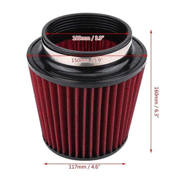 K&N Kn Performans Artırıcı Açık Hava Filtresi 10cm Kırmızı Renk  - Yüksek Performans - 7