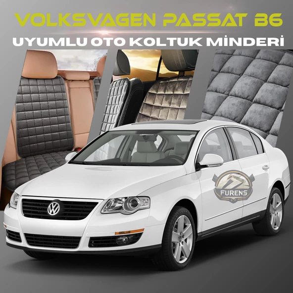 Volksvogen Passat B6 Antrasit Renk Tay Tüyü Cepli & Terletmez Sırtlı Oto Koltuk Minder Seti - Koltuk Koruma Kılıfı (ÖN & ARKA TAM SET)