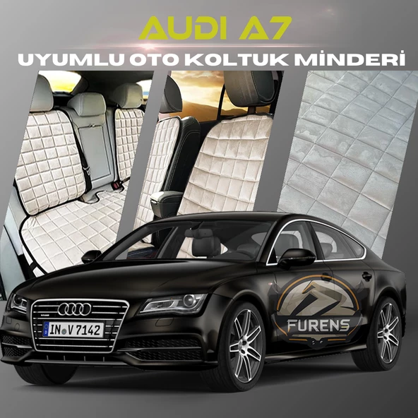 Audi A7 Bej Renk Tay Tüyü Cepli & Terletmez Sırtlı Oto Koltuk Minder Seti - Koltuk Koruma Kılıfı (ÖN & ARKA TAM SET) ürün görseli