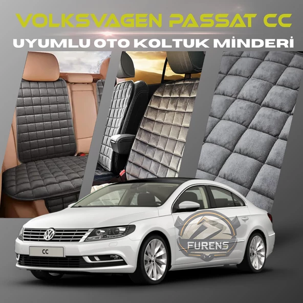 Volksvogen Passat cc Antrasit Renk Tay Tüyü Cepli & Terletmez Sırtlı Oto Koltuk Minder Seti - Koltuk Koruma Kılıfı (ÖN & ARKA TAM SET)