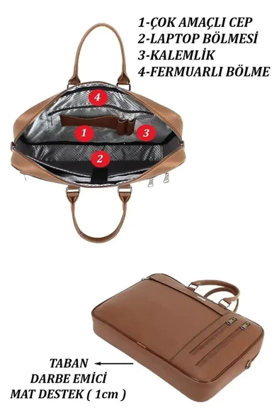Case Club 2208-5 El Omuz Çantası Büyük Boy 17.3 inç Laptop Evrak Çantası - 4