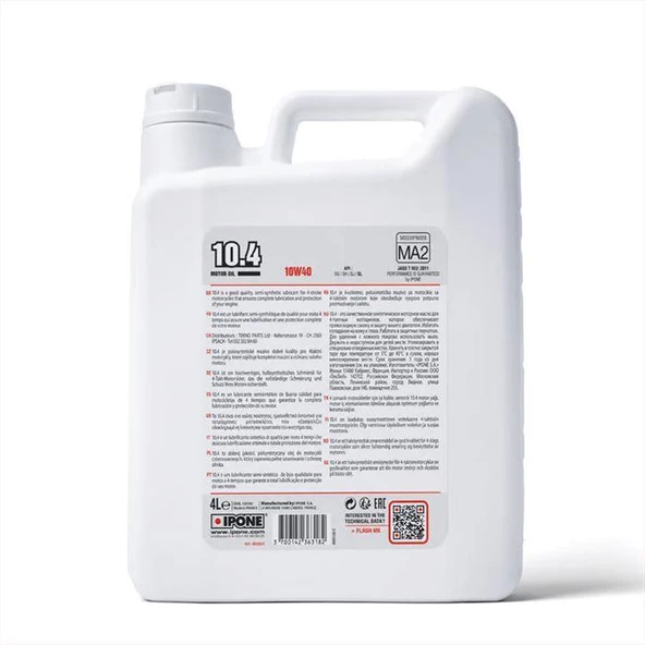 Ipone Full Performans 10.4 4T 10W40 Esterli %100 Sentetik Motosiklet Yağı 5 Litre - 2
